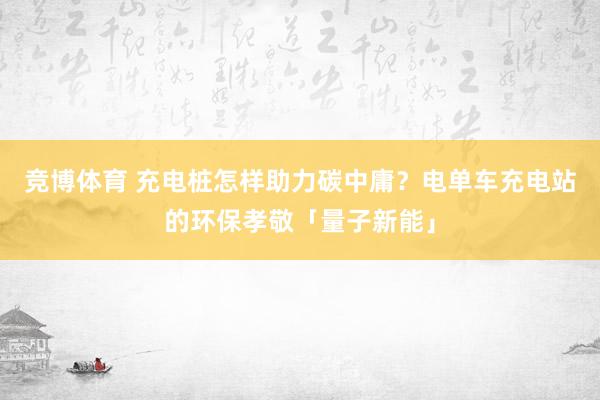 竞博体育 充电桩怎样助力碳中庸？电单车充电站的环保孝敬「量子新能」