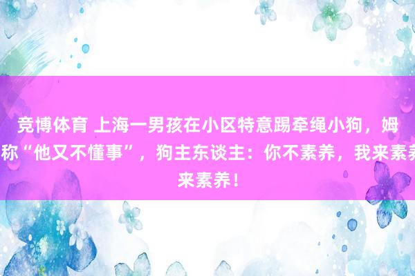 竞博体育 上海一男孩在小区特意踢牵绳小狗，姆妈称“他又不懂事”，狗主东谈主：你不素养，我来素养！