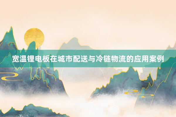 宽温锂电板在城市配送与冷链物流的应用案例