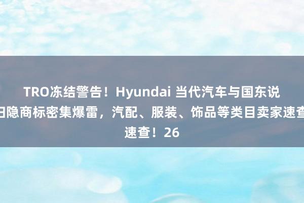 TRO冻结警告！Hyundai 当代汽车与国东说念主归隐商标密集爆雷，汽配、服装、饰品等类目卖家速查！26