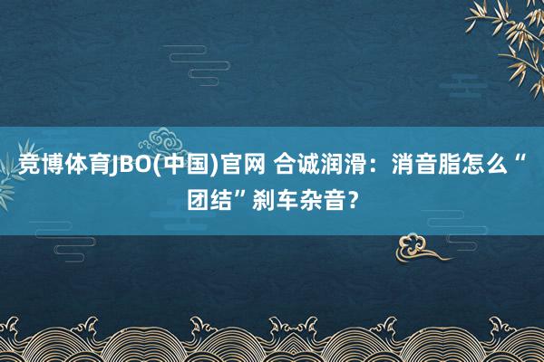 竞博体育JBO(中国)官网 合诚润滑：消音脂怎么“团结”刹车杂音？