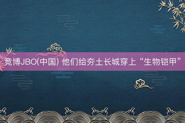 竞博JBO(中国) 他们给夯土长城穿上 “生物铠甲”